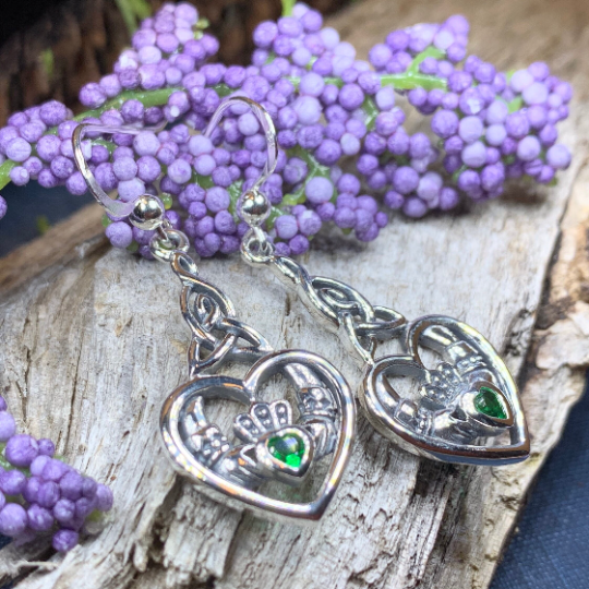Careena Irish Claddagh Earrings in Sterling Silver