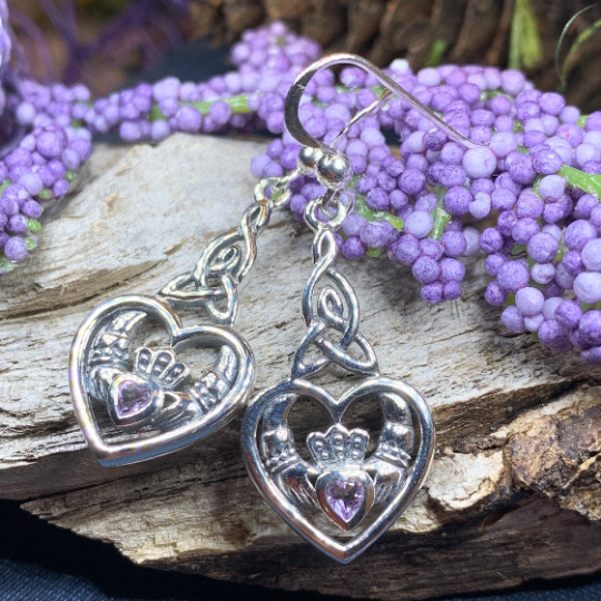 Careena Irish Claddagh Earrings in Sterling Silver — view 12