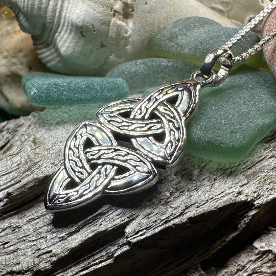 Ethne Celtic Trinity Knot Necklace in Sterling Silver — view 3
