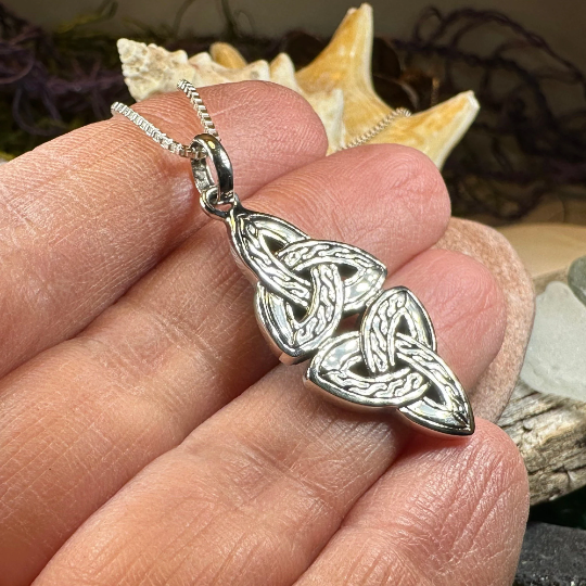 Ethne Celtic Trinity Knot Necklace in Sterling Silver — view 4
