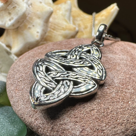 Ethne Celtic Trinity Knot Necklace in Sterling Silver — view 5