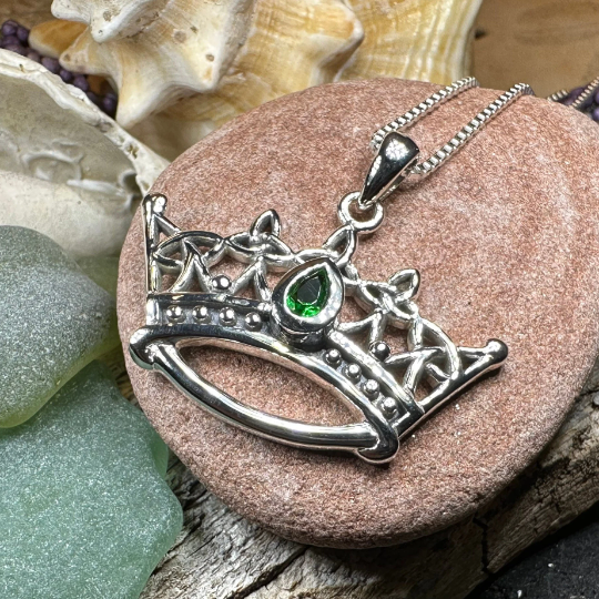 Celtic Irish Princess Crown Necklace in Sterling Silver