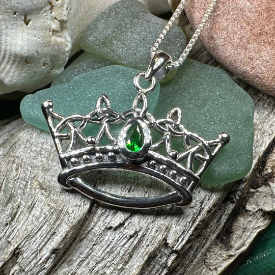 Celtic Irish Princess Crown Necklace in Sterling Silver