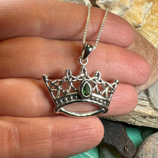 Celtic Irish Princess Crown Necklace in Sterling Silver