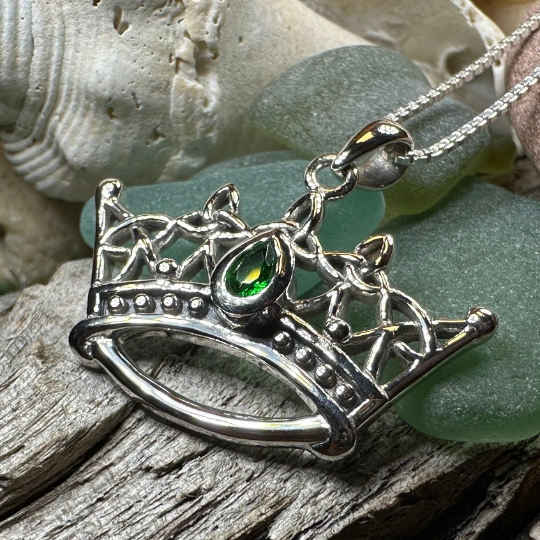 Celtic Irish Princess Crown Necklace in Sterling Silver