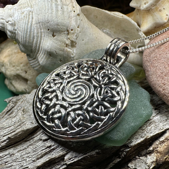 Eternal Celtic Spiral Necklace in Sterling Silver — view 6