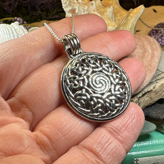 Eternal Celtic Spiral Necklace in Sterling Silver — view 7
