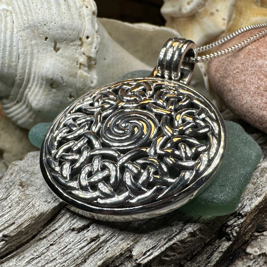 Eternal Celtic Spiral Necklace in Sterling Silver — view 9
