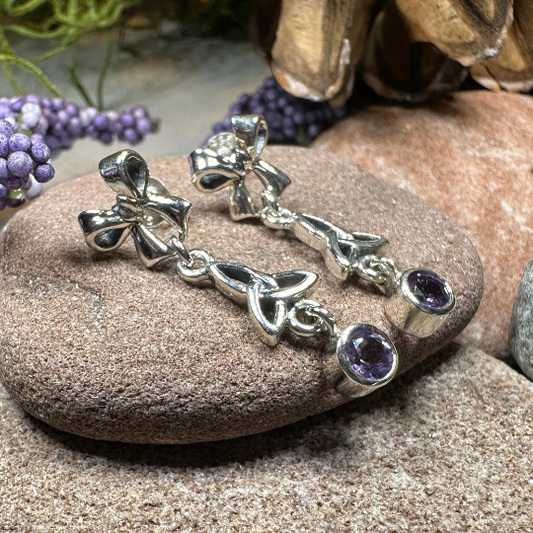 Joy Celtic Trinity Knot Earrings in Sterling Silver — view 6