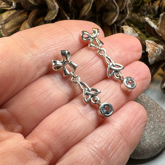 Joy Celtic Trinity Knot Earrings in Sterling Silver — view 5