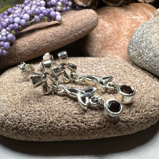 Joy Celtic Trinity Knot Earrings in Sterling Silver — view 7