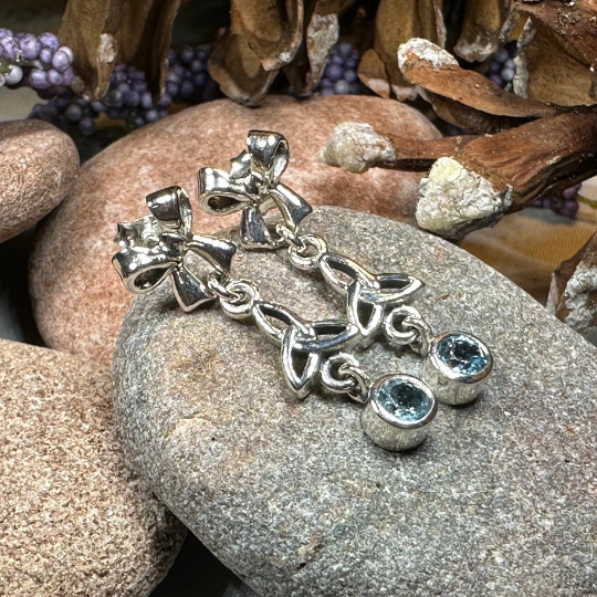 Joy Celtic Trinity Knot Earrings in Sterling Silver — view 9