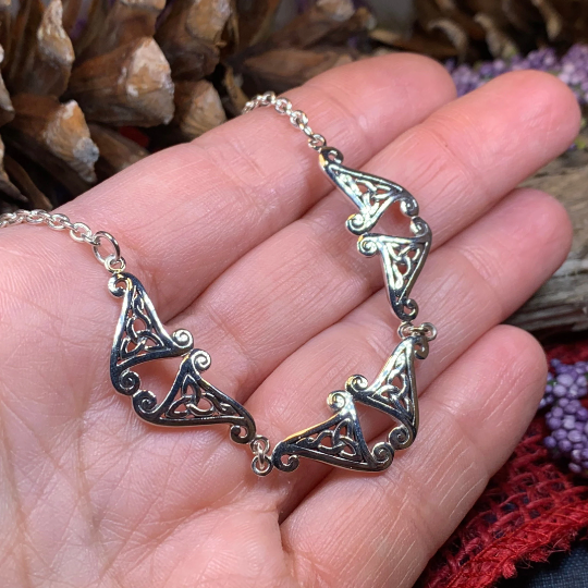 Morna Celtic Trinity Knot Necklace in Sterling Silver — view 8
