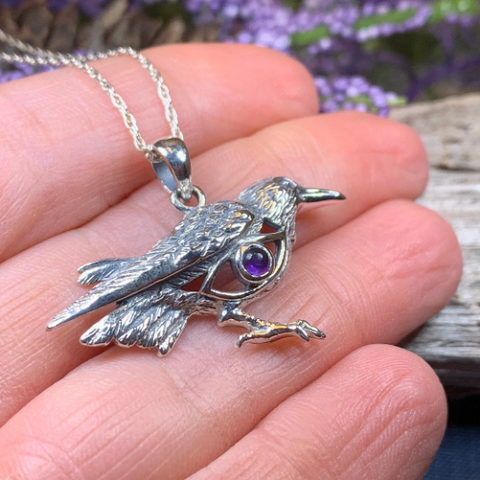 Load image into Gallery viewer, Rona Raven Necklace in Sterling Silver
