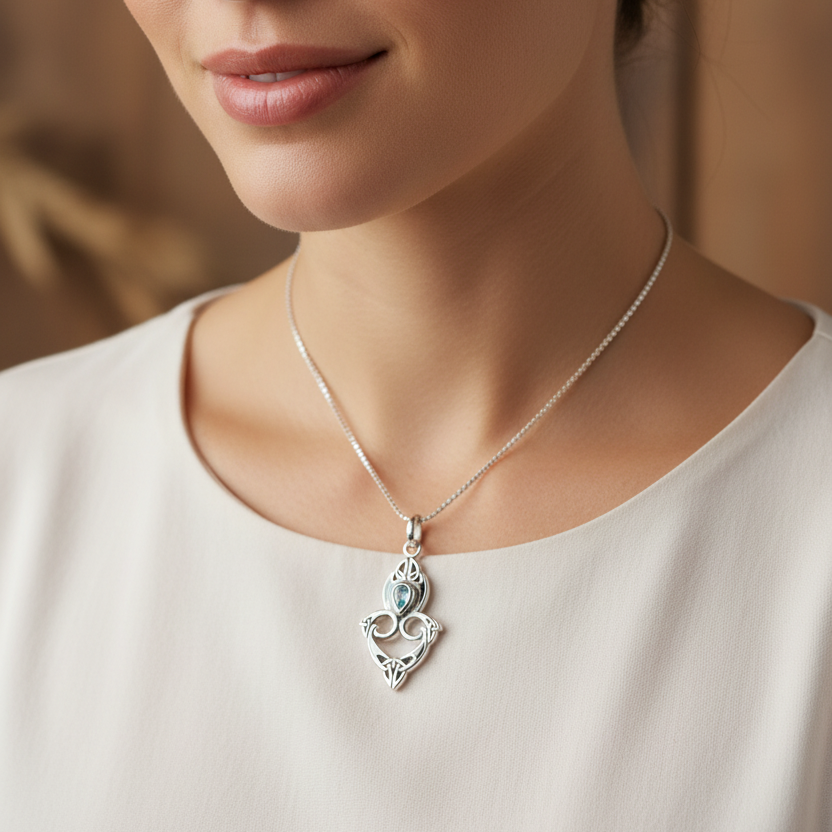Cordelia Celtic Trinity Knot Necklace in Sterling Silver