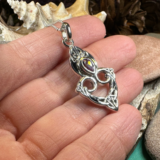 Cordelia Celtic Trinity Knot Necklace in Sterling Silver — view 7