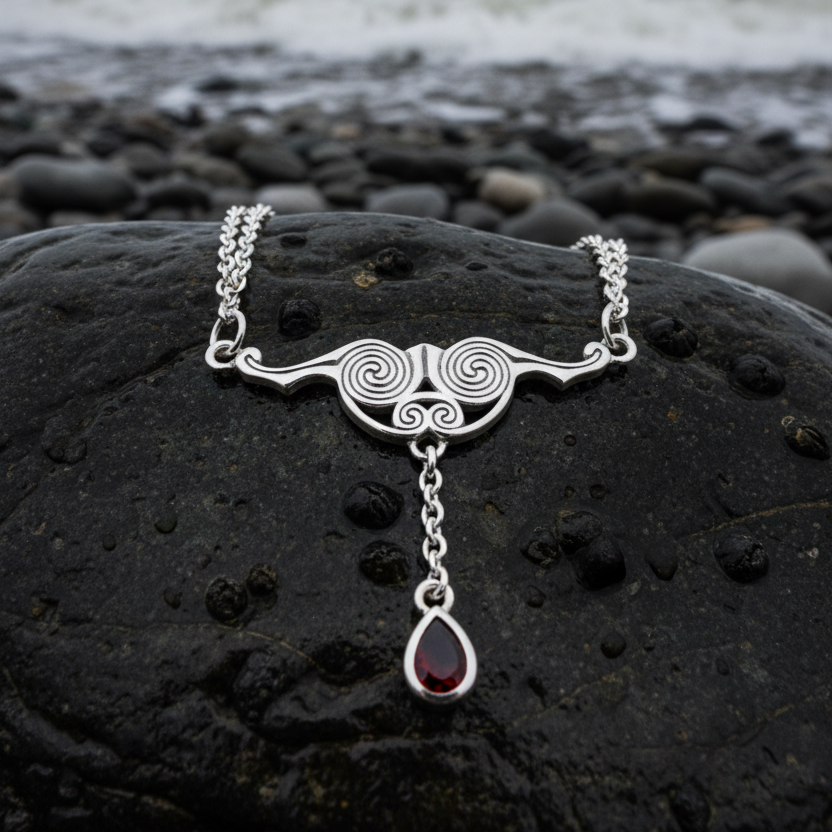 Liosa Celtic Spiral Necklace in Sterling Silver — view 5
