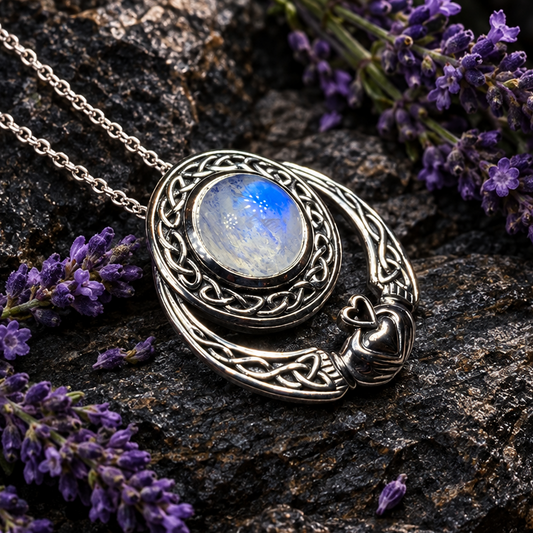 Morna Irish Claddagh Necklace in Sterling Silver — view 9