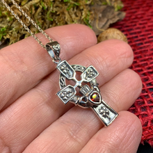 Load image into Gallery viewer, Irish Love Shamrock Claddagh Cross Necklace
