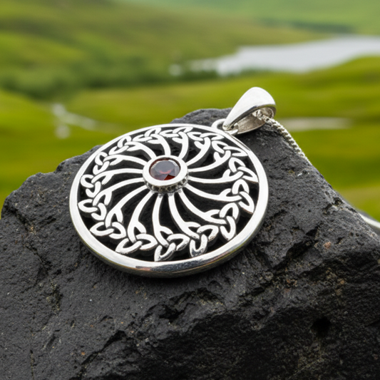 Wheel of Life Celtic Trinity Knot Necklace