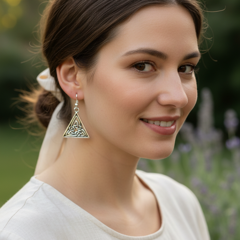Bethan Celtic Knot Earrings in Sterling Silver — view 3