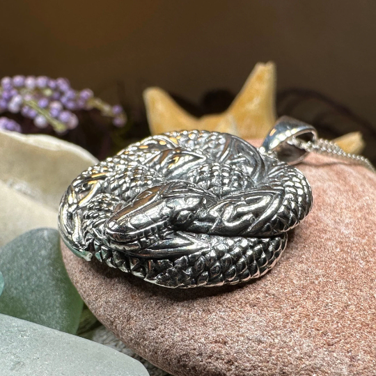 Forever Bound Celtic Snake Necklace in Sterling Silver — view 7