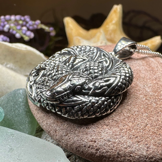 Forever Bound Celtic Snake Necklace in Sterling Silver