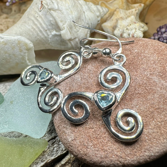 Triple Spiral Heart Earrings — view 3