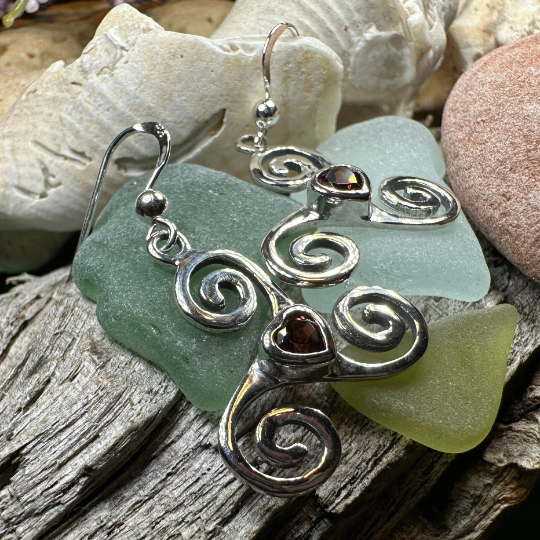 Triple Spiral Heart Earrings — view 5