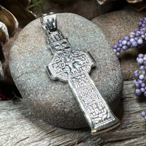 Irish Celtic Cross Necklace in Sterling Silver