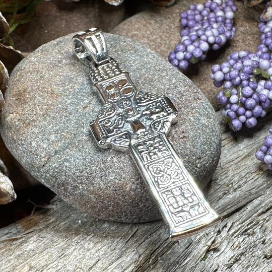 Irish Celtic Cross Necklace in Sterling Silver