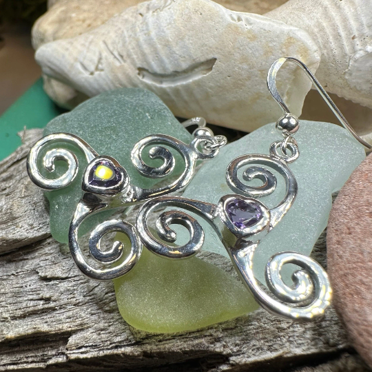 Triple Spiral Heart Earrings