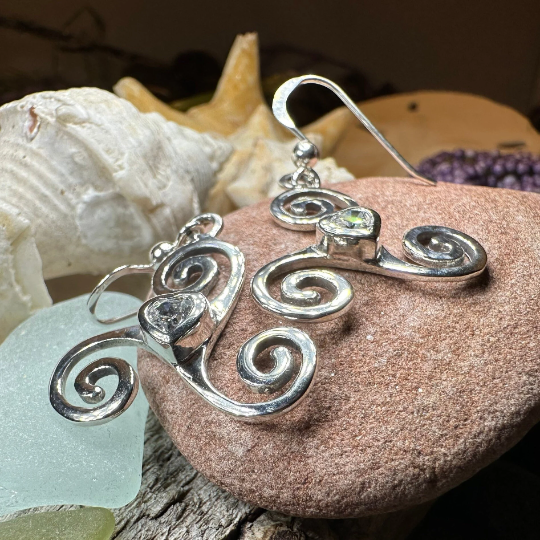 Triple Spiral Heart Earrings — view 2