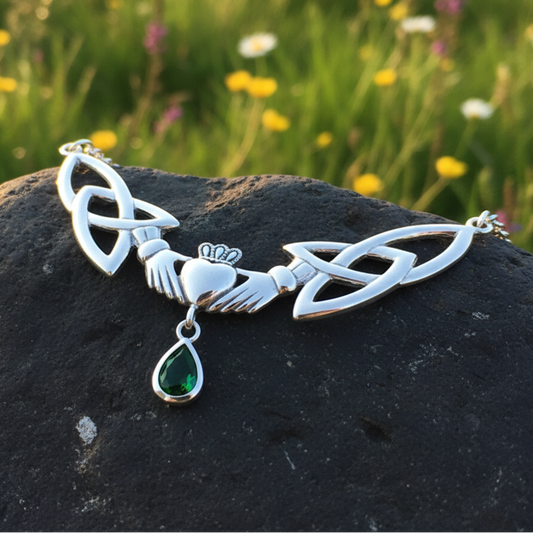 Erinna Irish Claddagh Necklace in Sterling Silver
