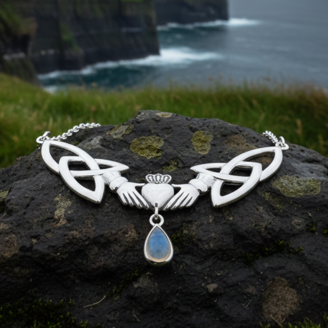 Erinna Irish Claddagh Necklace in Sterling Silver — view 6