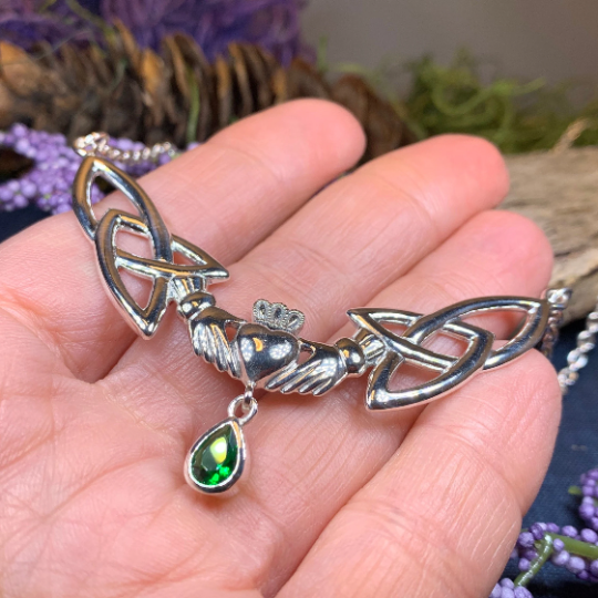 Erinna Irish Claddagh Necklace in Sterling Silver — view 9