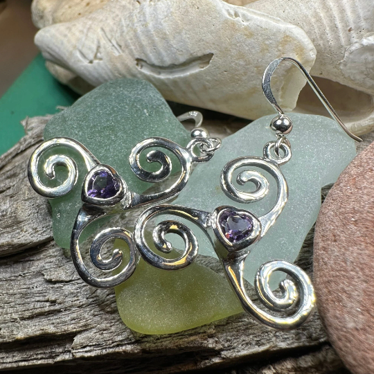 Triple Spiral Heart Earrings — view 6
