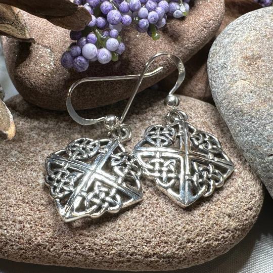 Norena Celtic Knot Earrings in Sterling Silver — view 3