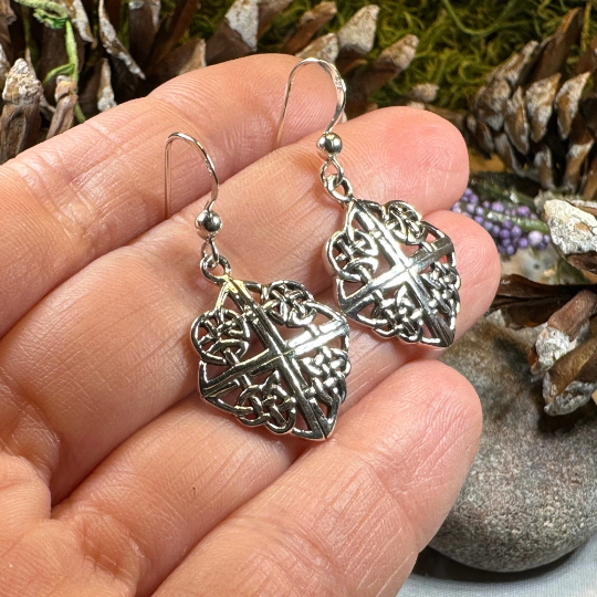Norena Celtic Knot Earrings in Sterling Silver — view 6