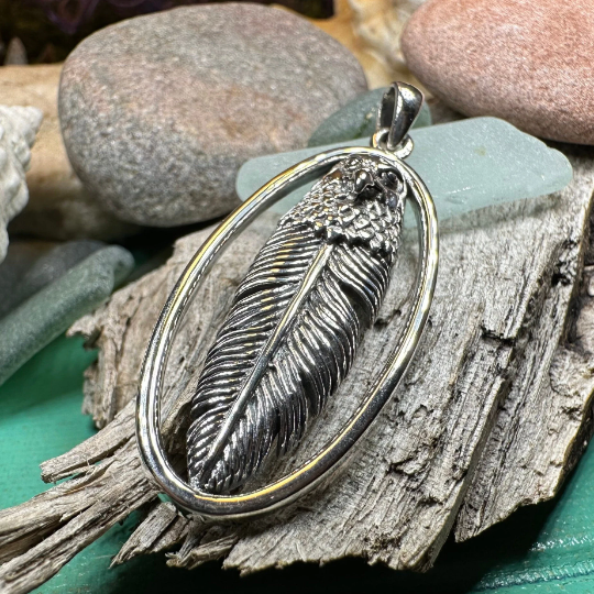 Eagle Feather Necklace Celtic Crystal Design Jewelry