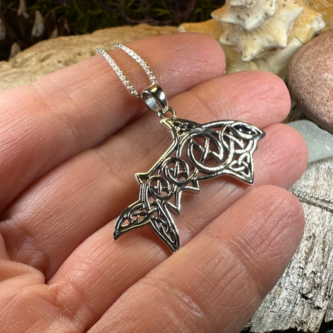 Load image into Gallery viewer, Cadmael Celtic Shark Necklace in Sterling Silver
