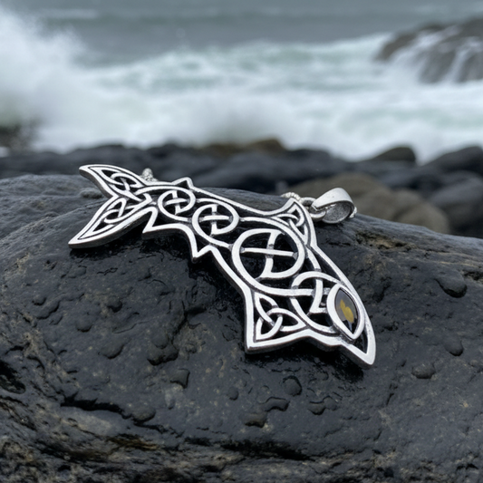 Cadmael Celtic Shark Necklace in Sterling Silver