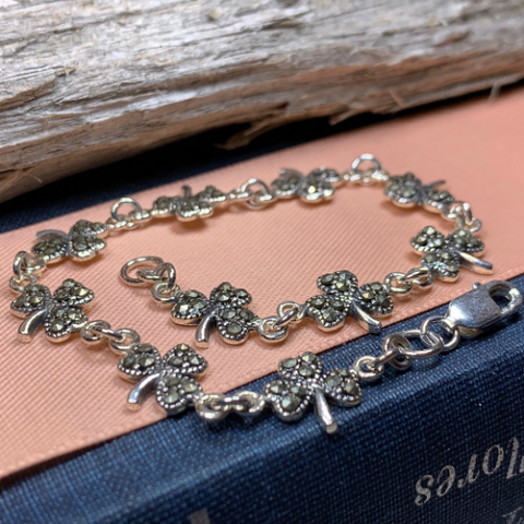 Load image into Gallery viewer, Irish Shamrock Marcasite Bracelet
