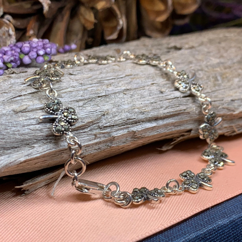 Load image into Gallery viewer, Irish Shamrock Marcasite Bracelet
