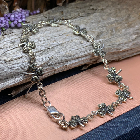 Load image into Gallery viewer, Irish Shamrock Marcasite Bracelet
