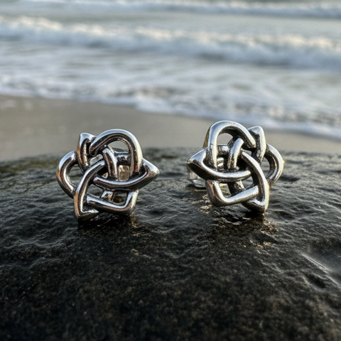 Load image into Gallery viewer, Sylvie Celtic Knot Stud Earrings in Sterling Silver
