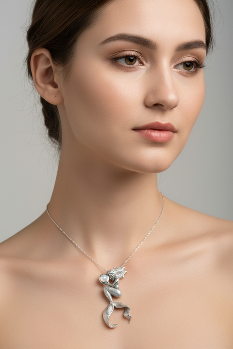 Load image into Gallery viewer, Moonstone Mermaid Necklace
