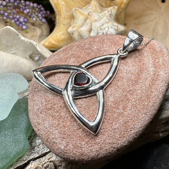 McKenna Celtic Trinity Knot Heart Necklace in Sterling Silver