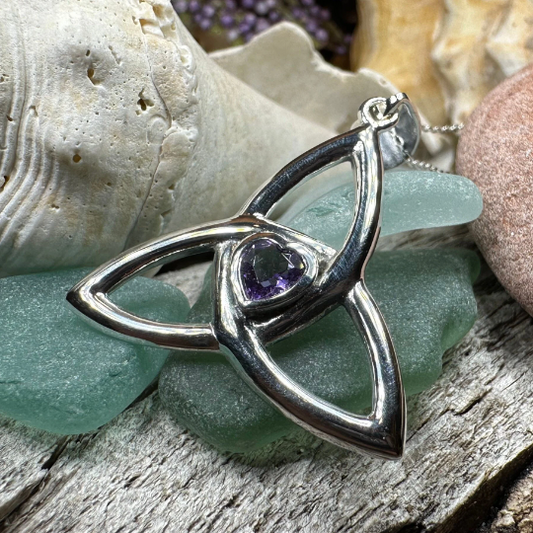 McKenna Celtic Trinity Knot Heart Necklace in Sterling Silver — view 8