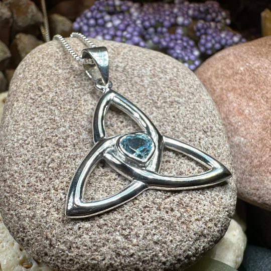 McKenna Celtic Trinity Knot Heart Necklace in Sterling Silver — view 12